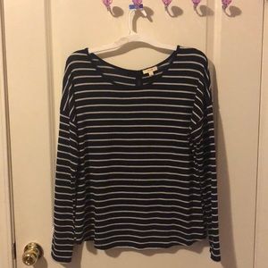Navy Blue and Creme Striped Long Sleeve